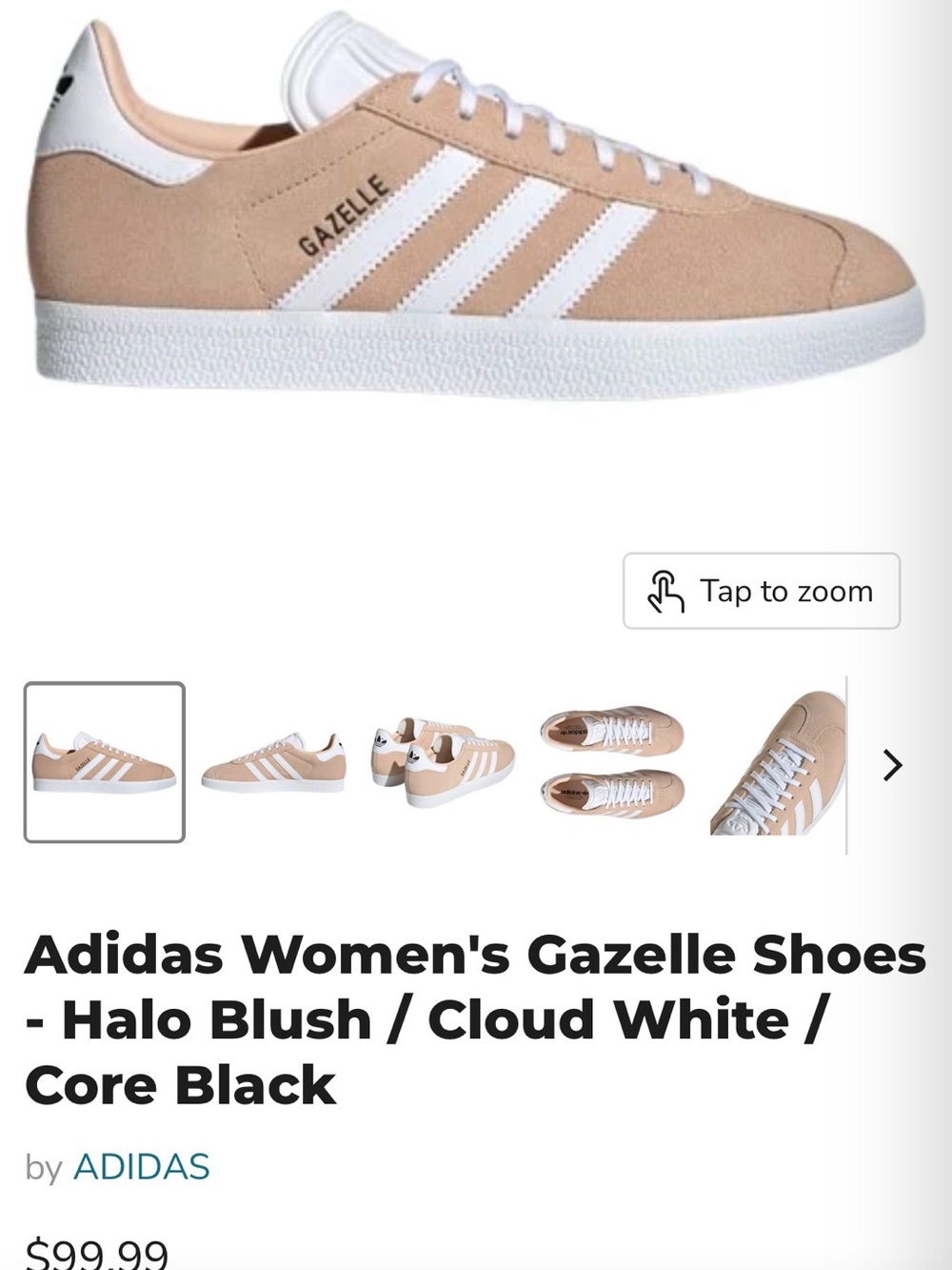 Adidas Women's Gazelle Shoes - Halo Blush / Cloud White